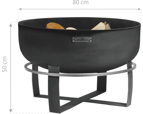 Vuurschaal met hout en de afmetingen 80 bij 50 centimeter