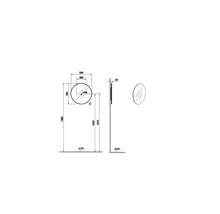 Technische tekening van een ronde spiegel met maatvoering