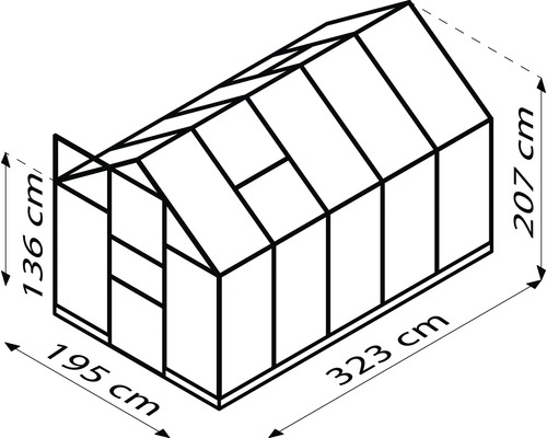 Schema kas met afmetingen