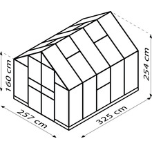 Schema van een kas met afmetingen