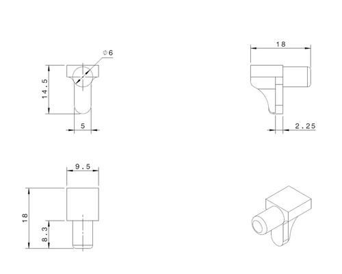 Technische tekening van een plankdrager met maatvoering