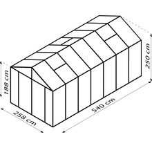 Schema van de kas met afmetingen