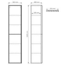 DIFFERNZ Hoge badkamerkast Elin 160x36x30 cm eiken