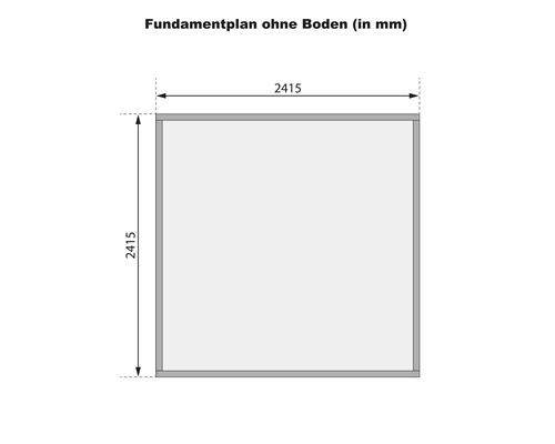 Fundamentplan zonder bodem met de afmetingen 2415 x 2415 millimeter